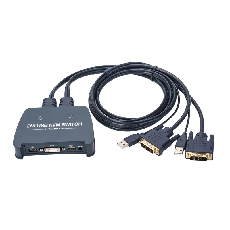 Vcom 2 cổng được xây dựng trong Cáp USB DVI KVM chuyển đổi 4K 2 PC kết nối với 1 màn hình bàn phím chuột Switcher