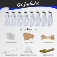 Set Botol Kaca Clear Swing Top dengan Tutup Flip Kedap Udara, Botol Kaca Minuman Kosong dengan Corong dan Label, untuk Menyimpan Jus, Minuman Keras, Sirup