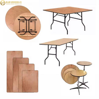 Mesa Plegable Cuadrada de Madera Contrachapada Resistente de 48 x 48 Pulgadas (4 Pies) para Banquetes, Alquiler para Fiestas