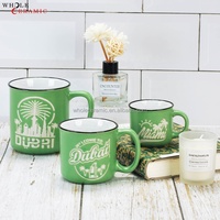 Vente en gros de formes assorties personnalisées Couleur intérieure Blanc extérieur Londres Hollande Paris Dubai Tasse à café-lait en céramique souvenir