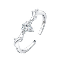 925 argent Sterling réglable bois ouvert anneau goutte d'eau Zircon pierre précieuse Simple personnalisé pour la fête de mariage cadeau de noël