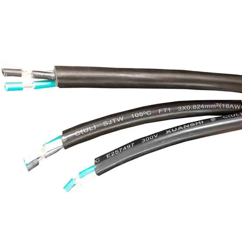 Aislamiento de PVC cubierta de PVC flexible cables americano cable de alimentación estándar de SJT SJTW SJTO SJTOW 12-18AWG 2-5 conductores