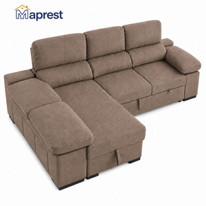 Sofá <span class=keywords><strong>Cama</strong></span> en Forma de L Multifuncional con Amplia Área para Dormir, Almacenamiento Elevable, Reposabrazos Acolchados y Tapicería de Textura Suave - Product Image 1