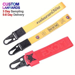 Custom Rubber logo Label Premium Fabric Carabiner Keychain - Product Image 1
