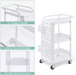 Chariot de rangement, 3 niveaux, polyvalent, salon <span class=keywords><strong>cuisine</strong></span>, roulage des légumes chariot de rangement, utilitaire en métal chariot - Product Image 4