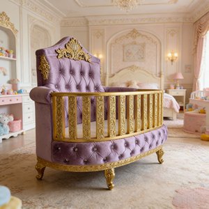 <span class=keywords><strong>Cuna</strong></span> o Cama de Madera Tapizada en Terciopelo Estilo Europeo, Muebles Comerciales Duraderos y Ecológicos - Product Image 6