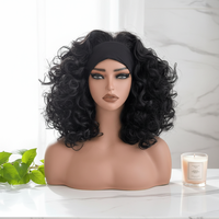 Perruques à bandeau synthétiques transparentes ajustables en gros, boucles rebondissantes, résistantes à la chaleur, pour femmes
