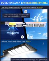 Vente flash : lampadaire solaire LED IP67, matériau ABS+aluminium, télécommande, capteur de lumière, 100/200/300W, 12 heures d'autonomie, utilisation routière