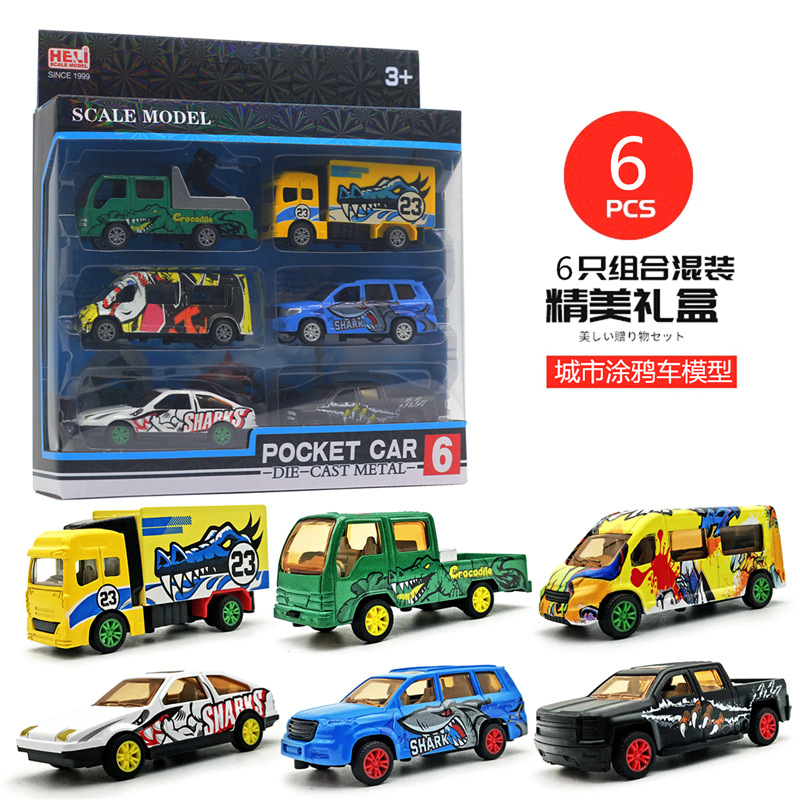 Une voiture graffiti urbaine miniature.