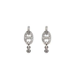 Élégantes boucles d'oreilles pendantes en argent S925 avec strass en forme de nez de cochon, micro-pavées de zircon, géométriques, pour femme, idéales pour les soirées - Product Image 5