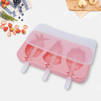 Moule à sucettes glacées en silicone en forme de fruits de dessin animé avec couvercle anti-poussière - Qualité alimentaire sans BPA, pour la fabrication de glaces maison pour enfants et collations maison