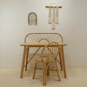 Juego de escritorio y silla de ratán Nhat Minh para niños, muebles ecológicos de estilo moderno de mediados de siglo para niños - Product Image 1