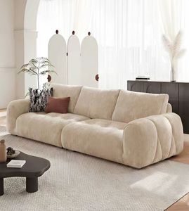 <b>Cream</b> Snow Neil Velvet Puff Cloud Island <b>Sofa</b> <b>Sofa</b> Bed Sponge Filled Apartment Use Modern Two Seat Fabric <b>Sofa</b> - Product Image 2