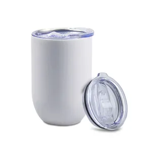 New design custom stainless steel white sublimation globet wine tumbler vacuum insulated stemless egg tumblers cup