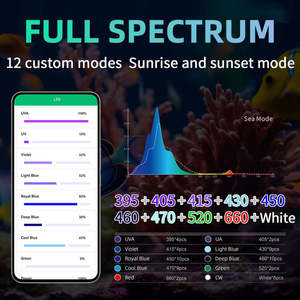 Lampe <span class=keywords><strong>LED</strong></span> marine Week <span class=keywords><strong>Aqua</strong></span> T95Sea 50W pour <span class=keywords><strong>aquarium</strong></span>, spectre complet RGB+UVa, dimmable par application, à clipser, pour réservoir de récif LPS SPS de <span class=keywords><strong>20</strong></span> à 45 cm - Product Image 3