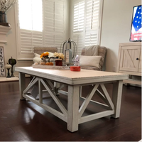 Table basse rectangulaire en bois recyclé de style farmhouse antique shabby chic MAGI, meubles de maison