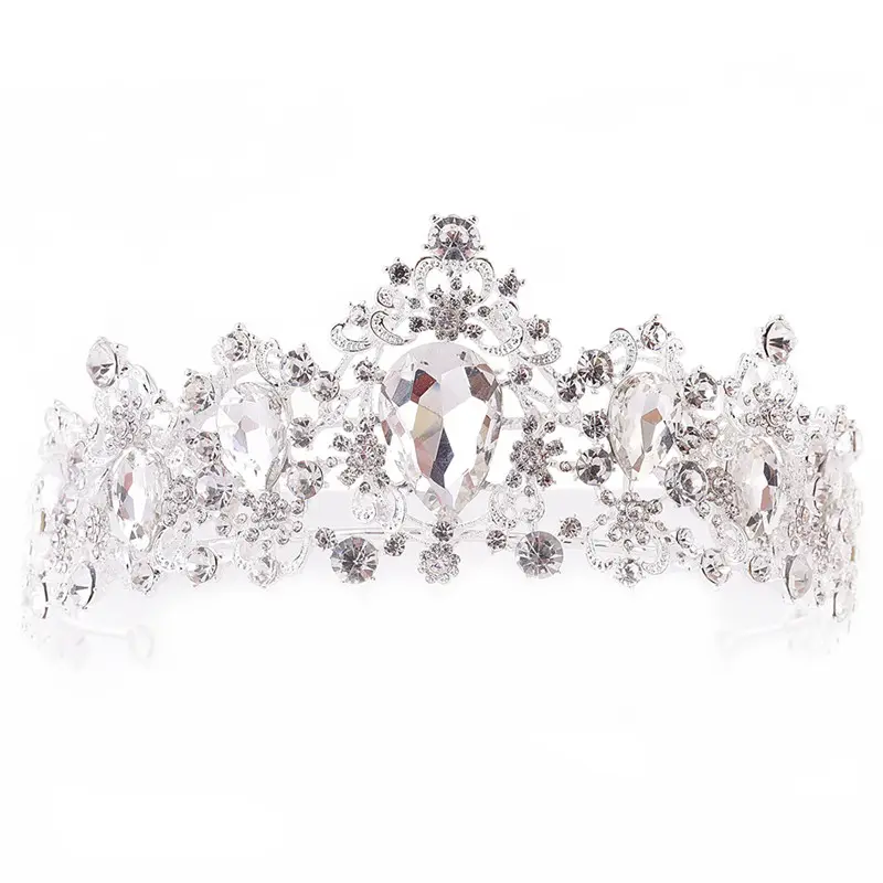 Оптовая продажа, корона, серебряная свадебная корона и Тиара для конкурса, свадебные аксессуары для волос