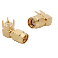 Connecteur SMA mâle à angle droit pour montage sur circuit imprimé, 4 pattes, montage en surface, jack coaxial en laiton pour routeur WiFi, module GPS