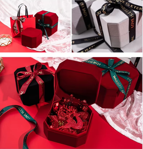 Octagonal Sized <b>Gift</b> Box Exquisite Velvet Material <b>Gift</b> Box Wholesale of Ribbon <b>Bow</b> <b>Gift</b> Boxes - Product Image 4