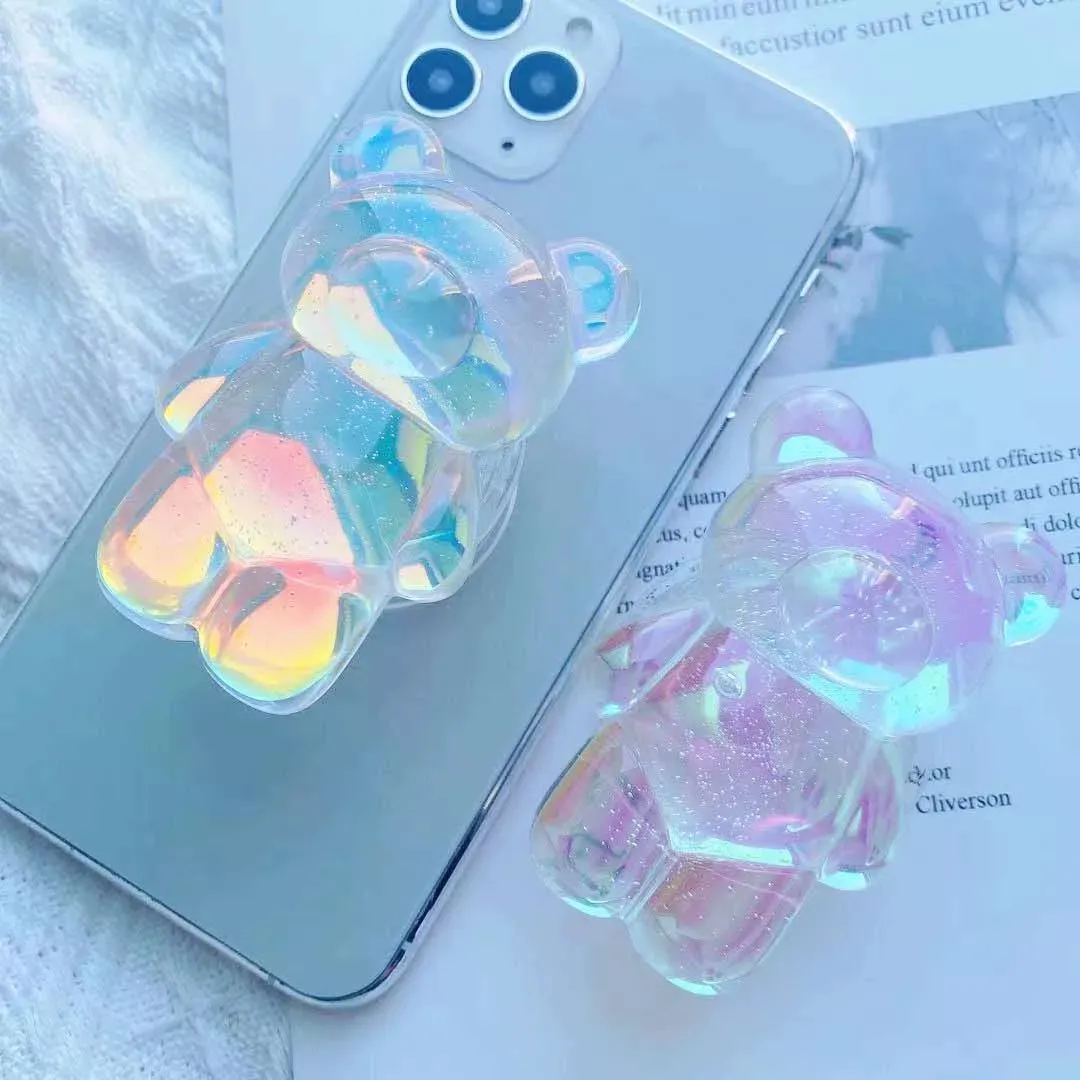 Cute 3D Colorful Bear Adjustable Desktop Smartphone Griptok Cell Phone Holder Mobile Phone Socket Grip Tok for ipad stand