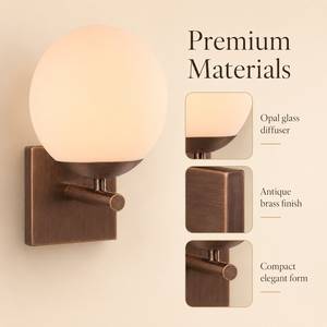 Luxury Modern Opal Glass Globe Indoor <b>Wall</b> Light Antique Brass <b>Wall</b> <b>Sconce</b> for Bedroom Bathroom Hallway Hotel Interior Lighting - Product Image 2