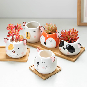 Maceta de Cerámica con Forma de Animalito, Linda y de Dibujos Animados, para Plantas Verdes, Decoración de Escritorio - Product Image 3