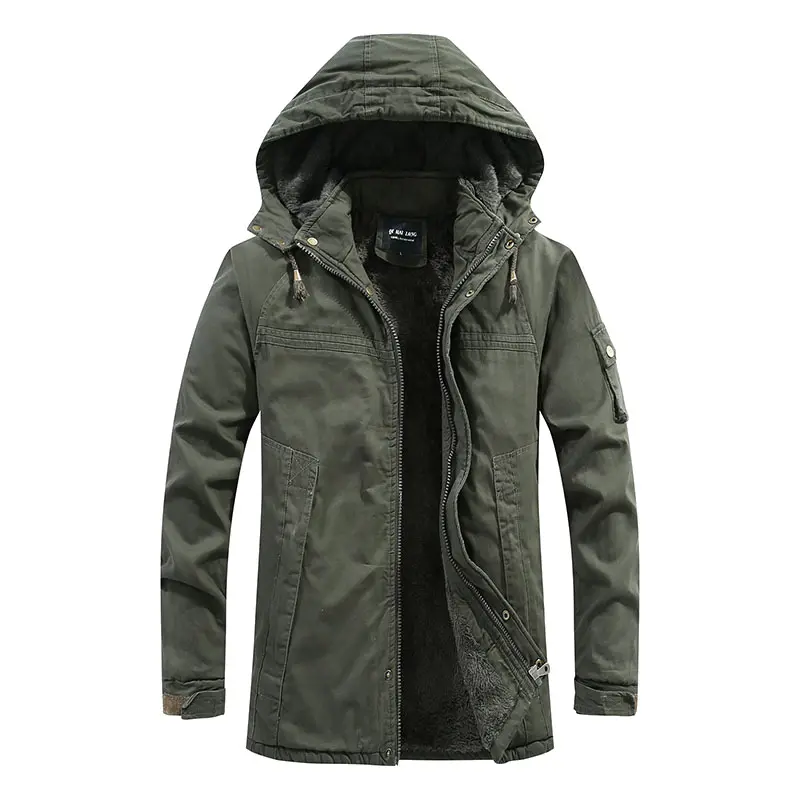 XIMEINU cotton wash jacket hooded warm coat casual winter men jacket loose outwear windproof jacket for men