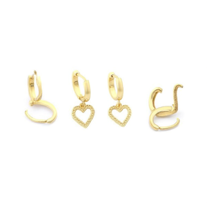 Aretes de Acero Inoxidable en Forma de Corazón, Chapados en Oro, Joyería de Moda, Juego de 12 Piezas - Product Image 2
