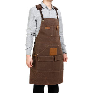 Adjustable Heavy-Duty Bib <b>Aprons</b> for Electricians Woodworkers Florists Gardeners Waterproof Waxed Canvas with <b>Leather</b> Trim - Product Image 3