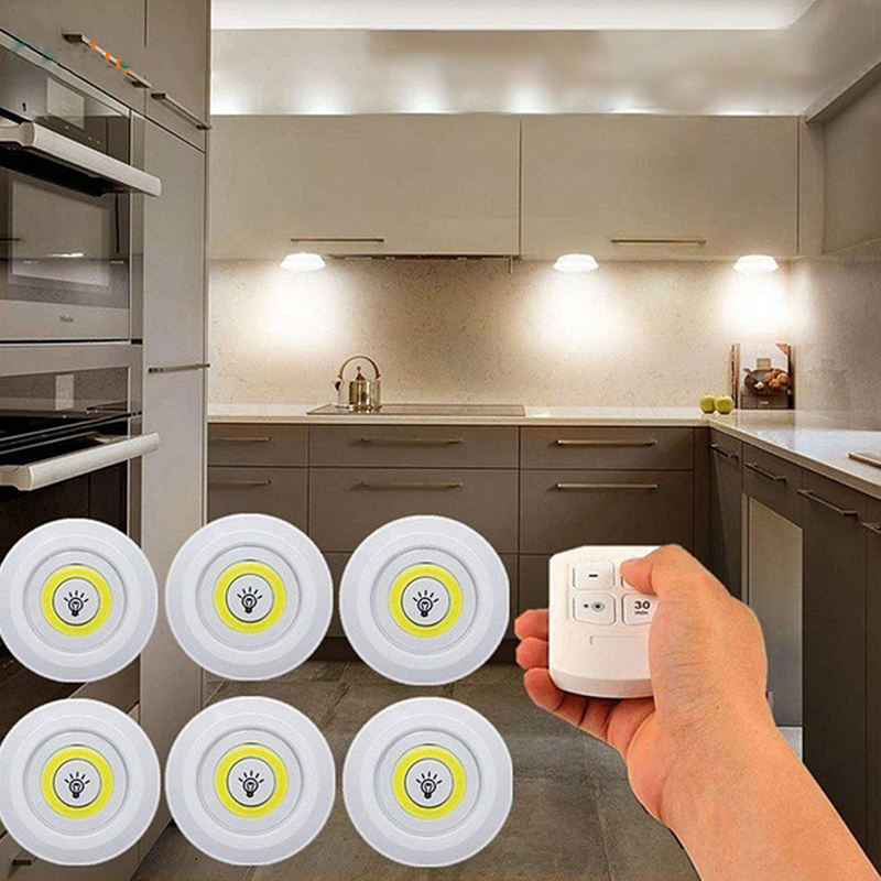 Lampu dapur Led nirkabel 3W, lampu malam lemari baju dapat diredupkan, Remote Control, lampu dapur, lampu Led Super terang untuk rumah, kamar tidur, lampu malam