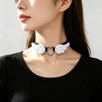 Colliers ras du cou Punk Y2K Ailes d'ange pour femmes, accessoires de collier de clavicule Cœur Subculture