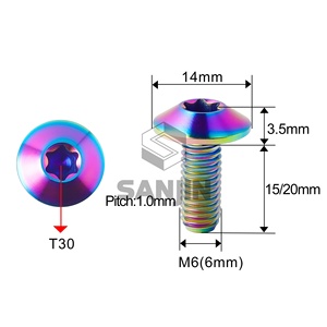 Tornillo de Cabeza de Paraguas Torx Personalizado de Titanio y Zinc de Alta Calidad, M6x12 15 16 20mm, para Accesorios de Bicicleta y Motocicleta, <span class=keywords><strong>GR5</strong></span> - Product Image 5