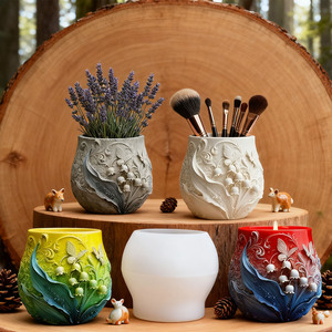 Stampo in <span class=keywords><strong>silicone</strong></span> K1102 per candele a forma di giglio della valle, stampo fai da te per tazze in cemento, stampo regalo, stampo artigianale per decorazioni floreali e vasi - Product Image 1