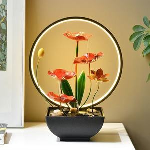 Fontaine d'eau créative en forme de lotus avec anneau lumineux LED pour la décoration de la maison, cadeau pour le salon - Product Image 4