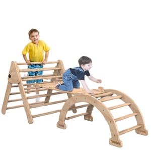 New Piklers Triangle Foldable Wooden Climbing Triangle Ladder With Ramp For Sliding Climbing Indoor Kids Play Gym Playground