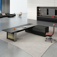 Bureau de direction de luxe haut de gamme en forme de L, table de bureau moderne avec armoire de rangement pour PDG, solution de mobilier de bureau tout-en-un