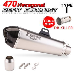 Silenciador de escape de doble salida de 470 mm para NVX155 <span class=keywords><strong>FZ300</strong></span> MT09 R3 ZX6R ZX25R 765 800X con Db Escape - Product Image 2