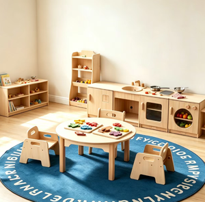 Set Tavolo <span class=keywords><strong>e</strong></span> Sedie in Legno Massello Montessori per Bambini, Asilo Nido <span class=keywords><strong>e</strong></span> Scuola Materna, per Attività, Gioco, Arte <span class=keywords><strong>e</strong></span> Studio, <span class=keywords><strong>Mobili</strong></span> per Bambini - Product Image 2