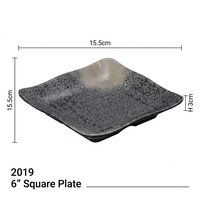 Assiette carrée japonaise de 6 pouces à bords ondulés en mélamine, empilable, facile à nettoyer, plat de service pour restaurant de sushis