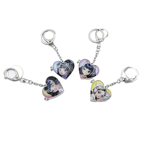 Porte-clés en forme de cœur métallique avec miroir photo numérique, boîte à cœur ouvrable et ferme, et mini miroir - Product Image 3