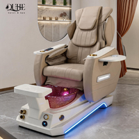 Fauteuil de pédicure et de manucure de luxe avec massage électrique à jets magnétiques et éclairage LED pour salon de beauté