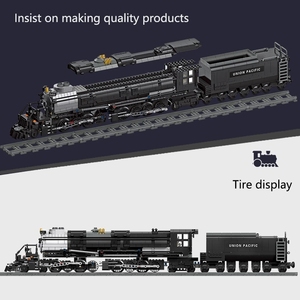 59005 el 1608PCS <span class=keywords><strong>Bigboy</strong></span> Track Railway Steam Train Locomotora Coche Vehículo Modelo MOC Ladrillos Regalos Juguetes Juego de bloques de construcción - Product Image 4