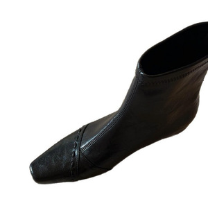 Bottines élégantes françaises pour femmes en cuir de vachette véritable, à bout carré, style minimaliste, avec fermeture éclair discrète à l'arrière et talon compensé tissé - Product Image 5