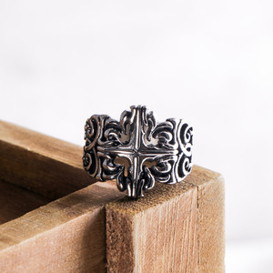 Men's <b>Titanium</b> Steel Cross <b>Ring</b> Vintage Artistic Design Everyday Wear SA342 - Product Image 2