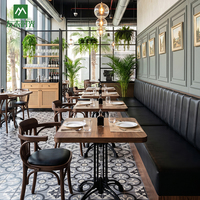 Ensemble de meubles de restaurant vintage européen rétro moderne, table et chaises pour hôtel commercial, café, bistrot, salon de thé, durable