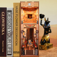 Tonecheer Trade Only Aventure en Égypte, Kit de maison de poupée miniature en bois 3D à assembler soi-même, avec niche à livres et serre-livres, jouet de montage manuel