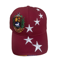 Gorra de Béisbol de Venezuela, Bordado 3D de Alta Calidad, Escudo con Estrellas, Gorra Deportiva de Algodón de Lujo para Eventos, Gorras Personalizadas de Diseño, Color Granate