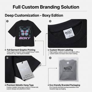 T-shirt Oversize Personalizzata 100% Cotone con Spalle Cadenti e Taglio Boxy, 280GSM Pesante, Corta, Tinta Unita, Stile Streetwear, <span class=keywords><strong>Abbigliamento</strong></span> Uomo Y2K - Product Image 4