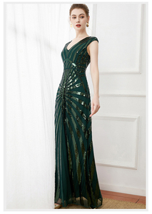 S0777Y 2026 Nuevo Vestido Largo de Cachemira con Lentejuelas y Diamantes, Corte en A, para Mujer, Ajustado, para Fiesta, Noche, Banquete - Product Image 4