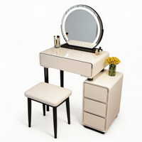 Ensemble coiffeuse de luxe moderne en bois massif écologique avec éclairage LED et tiroirs de rangement pour chambre et appartement - Vente en gros